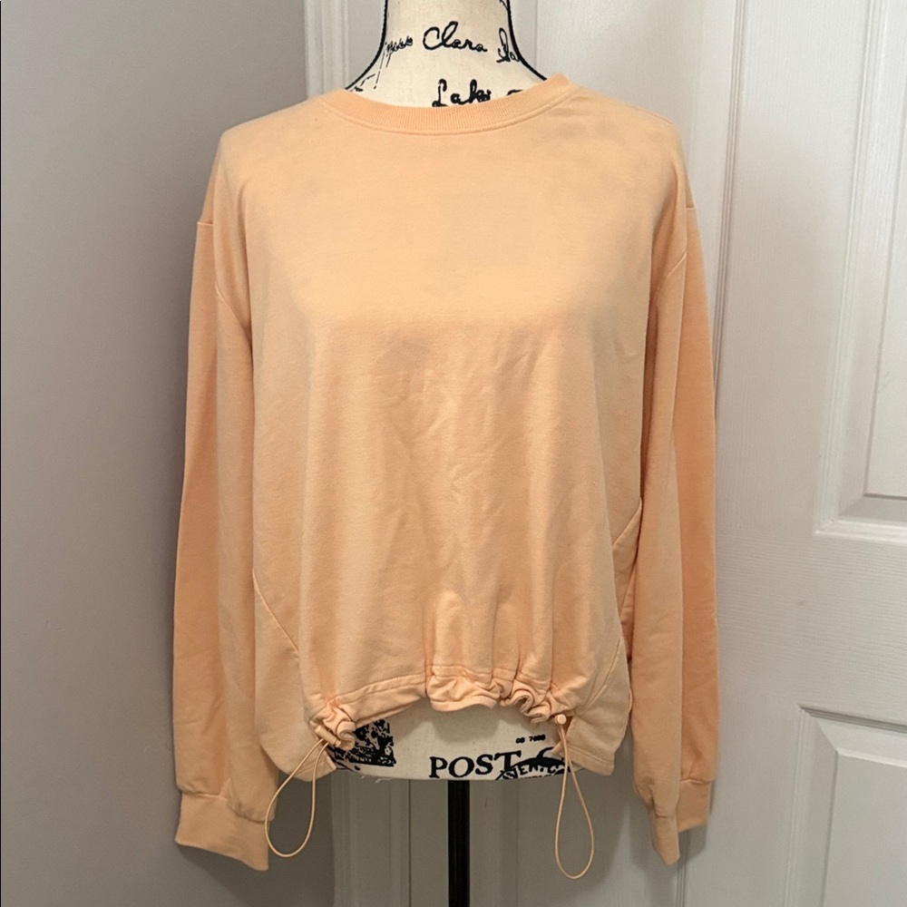 Casual Peach Drawstring Sweatshirt
